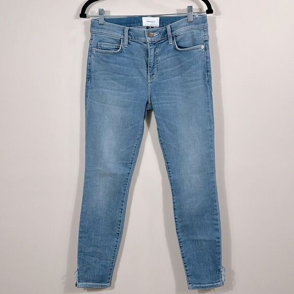 Current/Elliott Light Wash Skinny Jeans Distressed Hem Women Size 28 - Picture 1 of 10